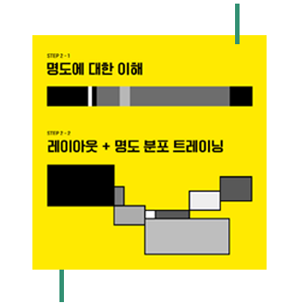 step2-1 명도에 대한 이해, step2-2 레이아웃 +  명도 트레이닝